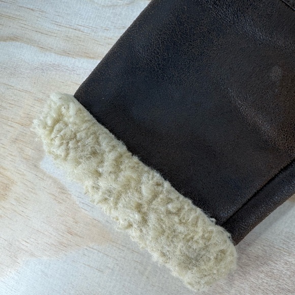 ZARA Kids Brown faux-leather aviator jacket + faux-shearling lining Size 11-12 - Picture 7 of 9